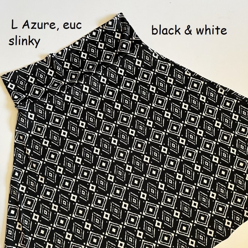 Large Lularoe Azure a-line skirt, black and white, slinky